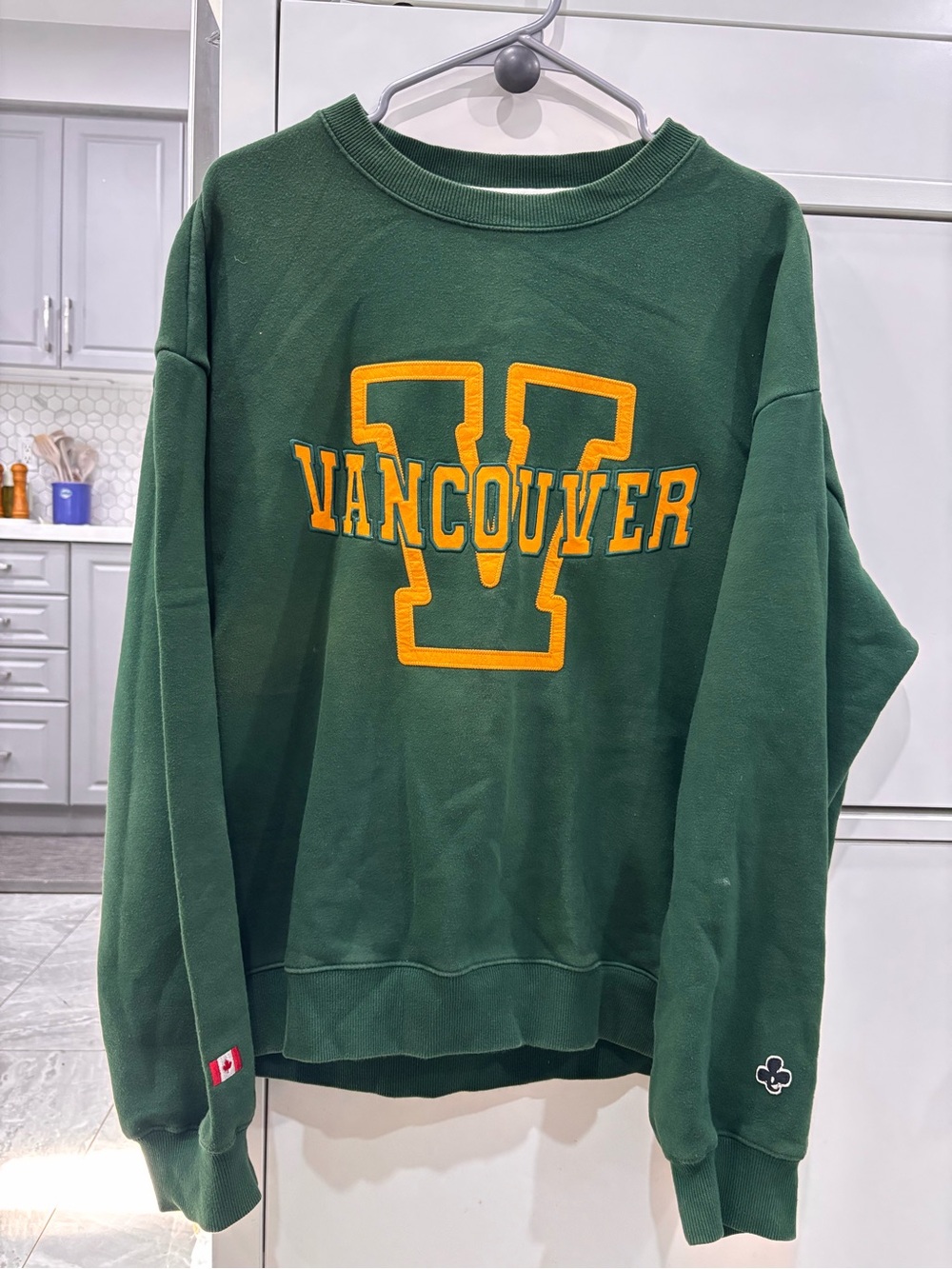 Vancouver Embroidered Crewneck Sweater - Green with Yellow Logo